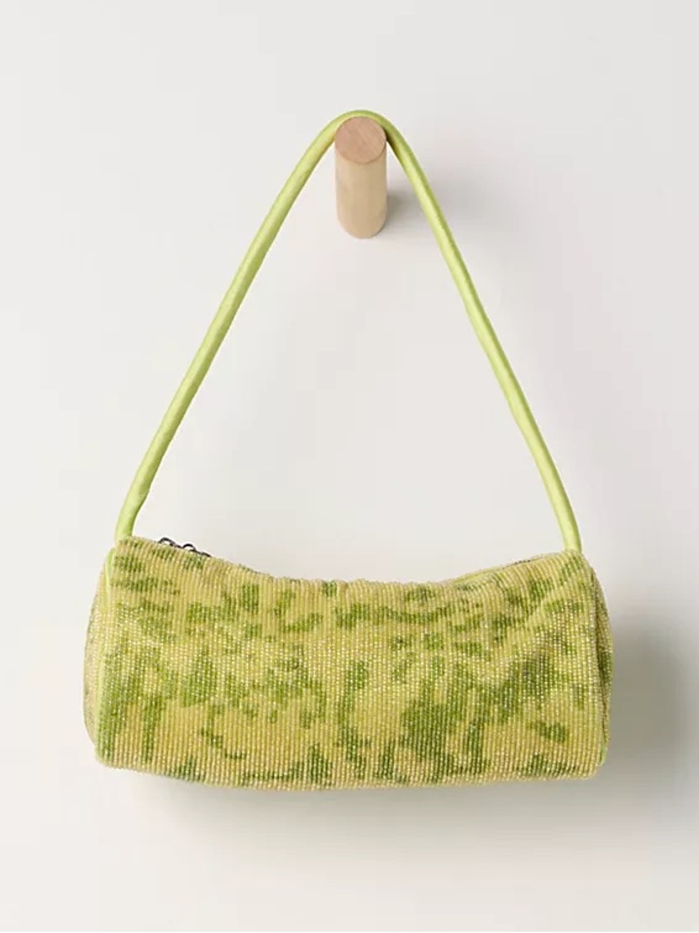 Free People Bailey Beaded Barrel Shoulder Handbag Purse Lime Green - NWT